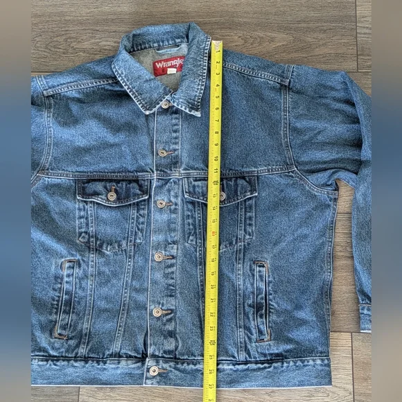 Vintage Wrangler Hero Trucker Jacket Men XXL 2XL Denim Blue Jean Biker Retro Y2K - Picture 3 of 7